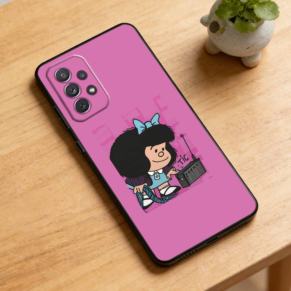 M-Mafalda World Peace Phone Case For Samsung Galaxy A73,21,22,32,71,53,52,51,80,5G Soft Black Cover