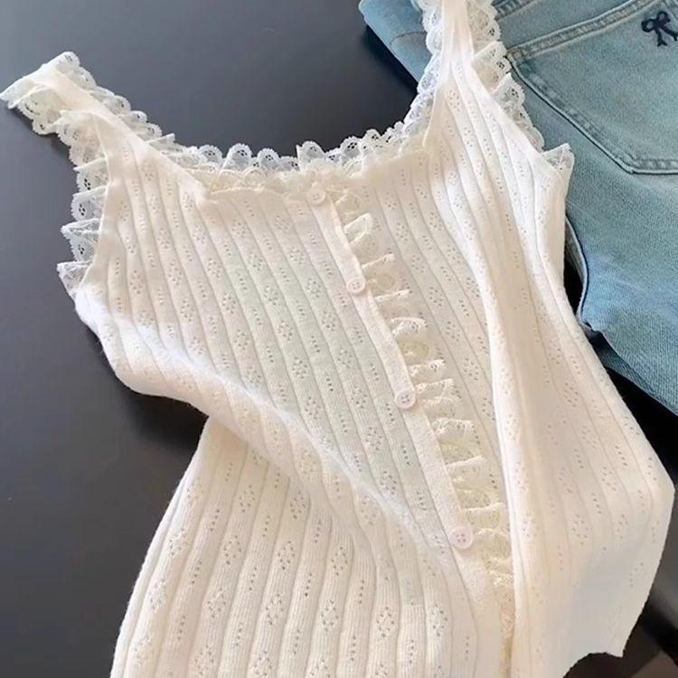 Plus-Size Women's Lace Trim Knit Camisole - Summer 2026 Slimming Vest Top
