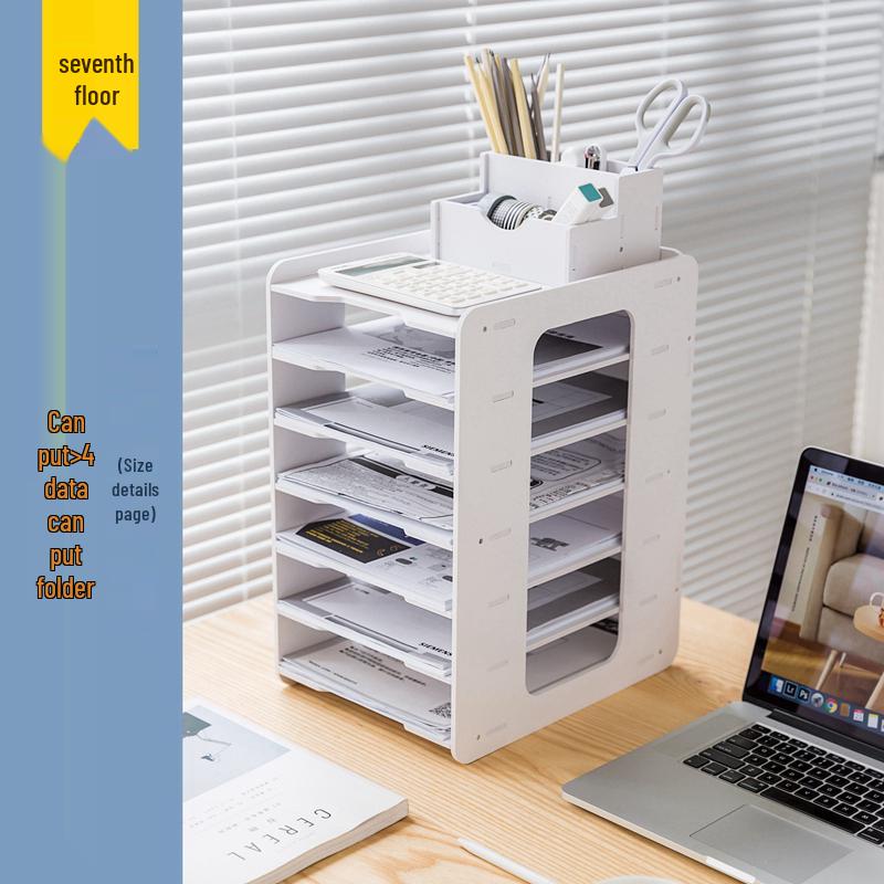 Desktop File Organizer with Storage Boxes and Book Stand