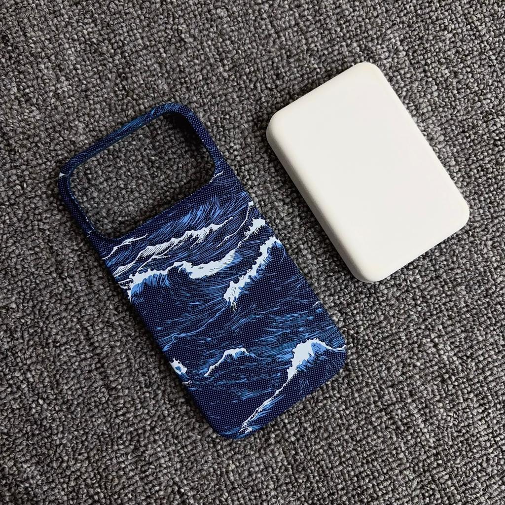Luxus Kevlar Carbonfaser Meereswellenmuster Rahmenloses Case Für IPhone Air 17 Pro Max 16 15 14 13 Für Magsafe Lade Schutzhülle