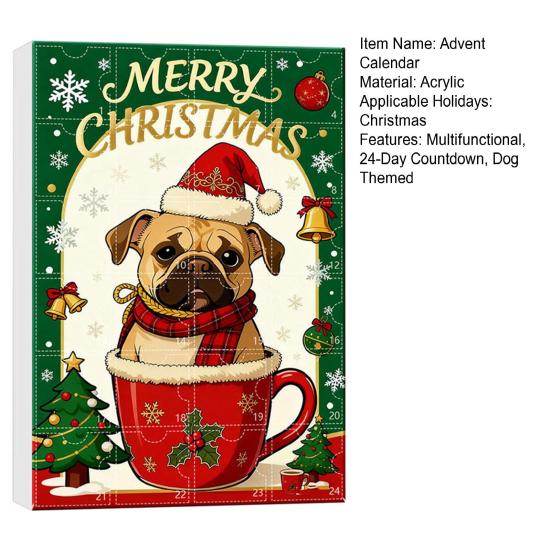 Ημερολόγιο Αφίξεων για Λάτρεις Σκύλων Διακόσμηση Αντίστροφης Μέτρησης 24 Ημερών για τα Χριστούγεννα 2D Επίπεδο Ακρυλικό Κρεμαστό Σκύλου Πολυλειτουργικό
