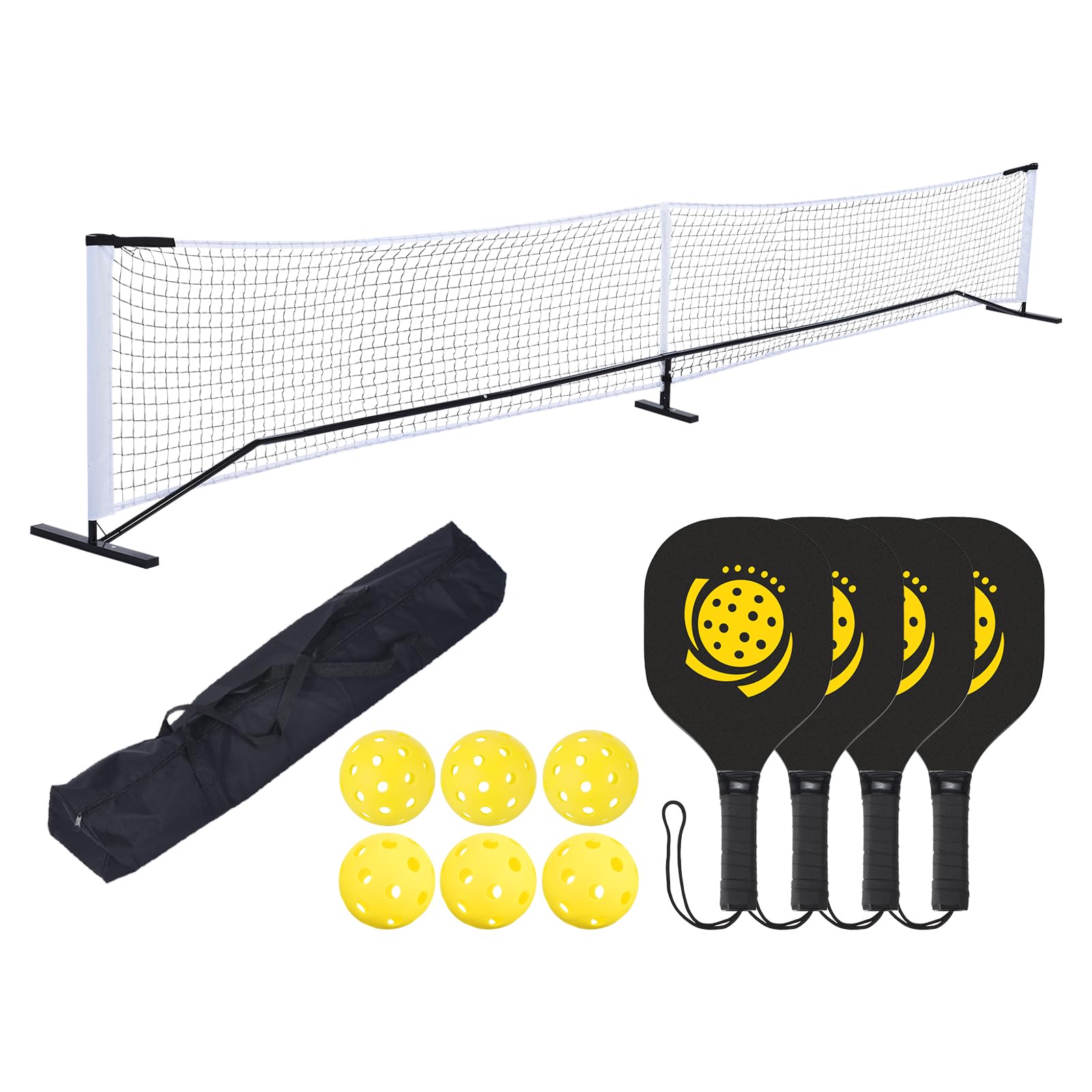 

M METERXITY Сетка для бадминтона на открытом воздухе, 1 комплект, тренировочная система для теннисных пиклболов, стандартный размер, 6 пиклболов, 4 ракетки, поставляется с сумкой для переноски, подходит для чёрный