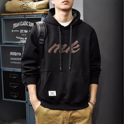 Amerikanische Trendmarke Dreidimensional bestickter Kapuzen-Herrenpullover Herbst Locker Schwer Langärmeliges Oberteil Freizeitjacke