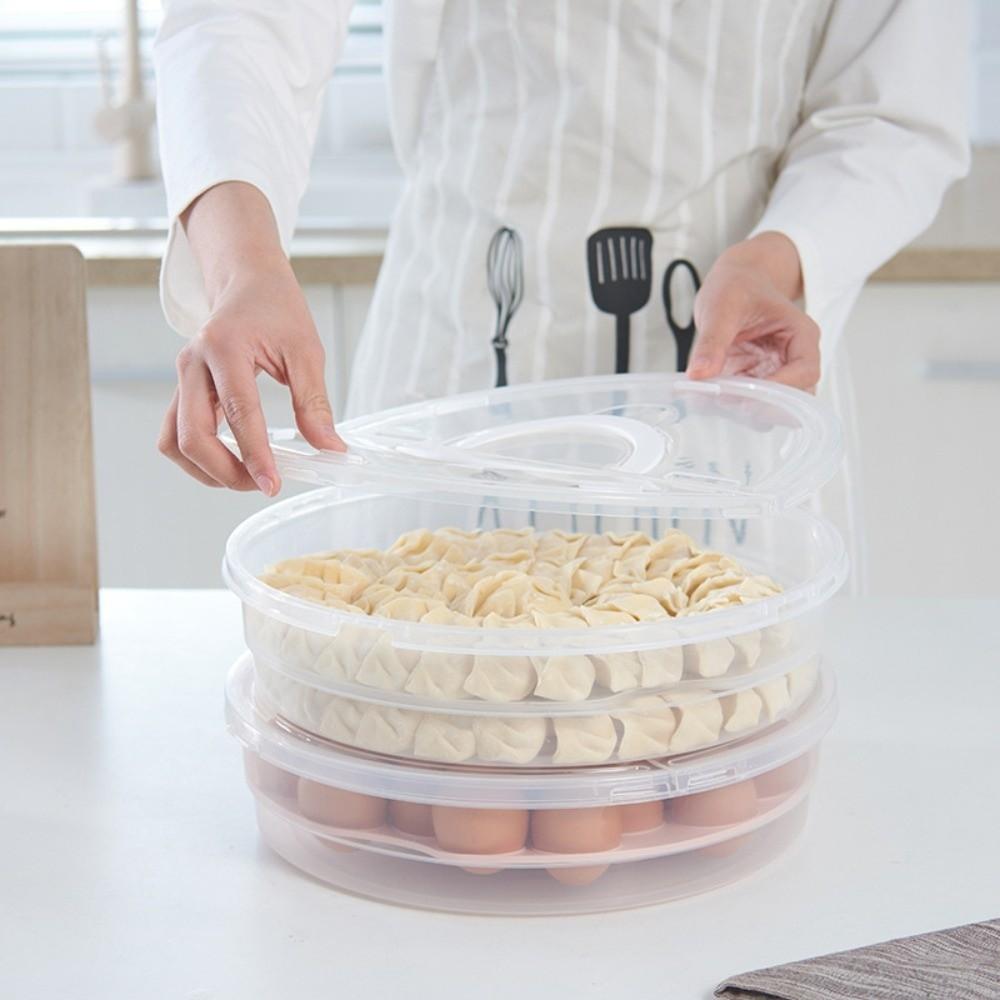 Multilayer Food Storage Container Clear Round Dumpling Box Dumplings Organizer Freezing