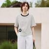 ELLE Retro Stripe Color Block Twist Short Sleeve T-Shirt
