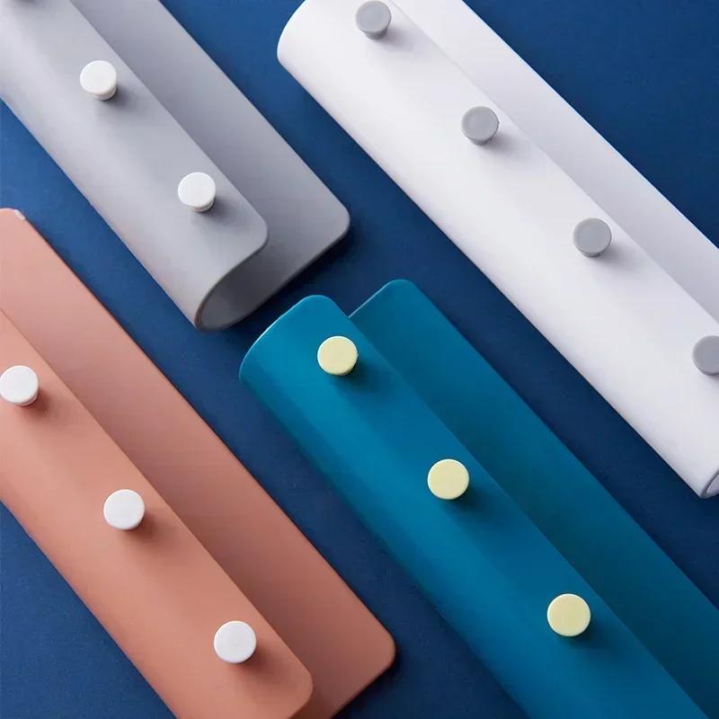 Home Multi-purpose Key Hook Household Convenience Simple U Shaped Wall Mounted Storage Rack Nail-free with 4 Hook Storage Rack