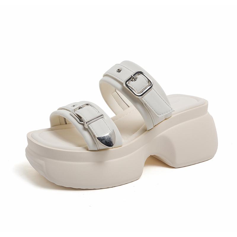 Fashion 8CM Summer High Platform Women Sandals Wedge Heels Slippers Fashion New Beach Outside Chunky Sandals Comfort Casual Slides Woman