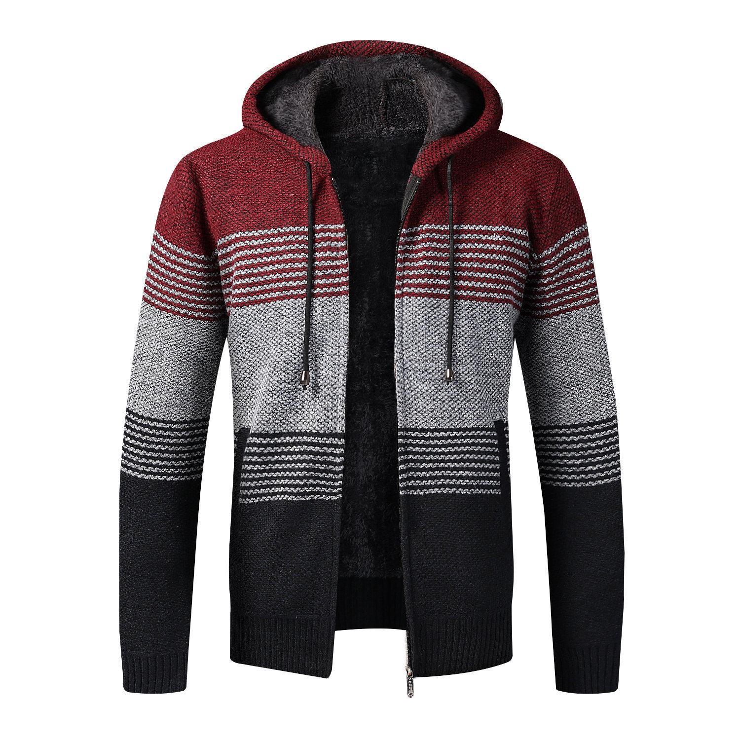 Свитер с капюшоном, кардиган, мужской свободный плюшевый утолщенный свитер соответствующего цвета, пальто L