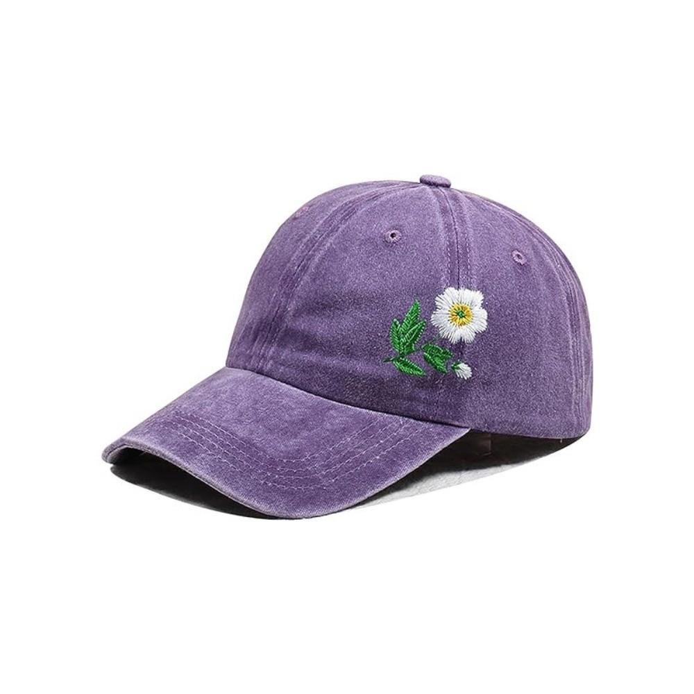 Retro Flowers Embroidery Baseball Cap Washed Cotton Adjustable Baseball Hats Sunscreen Hats For Man Women