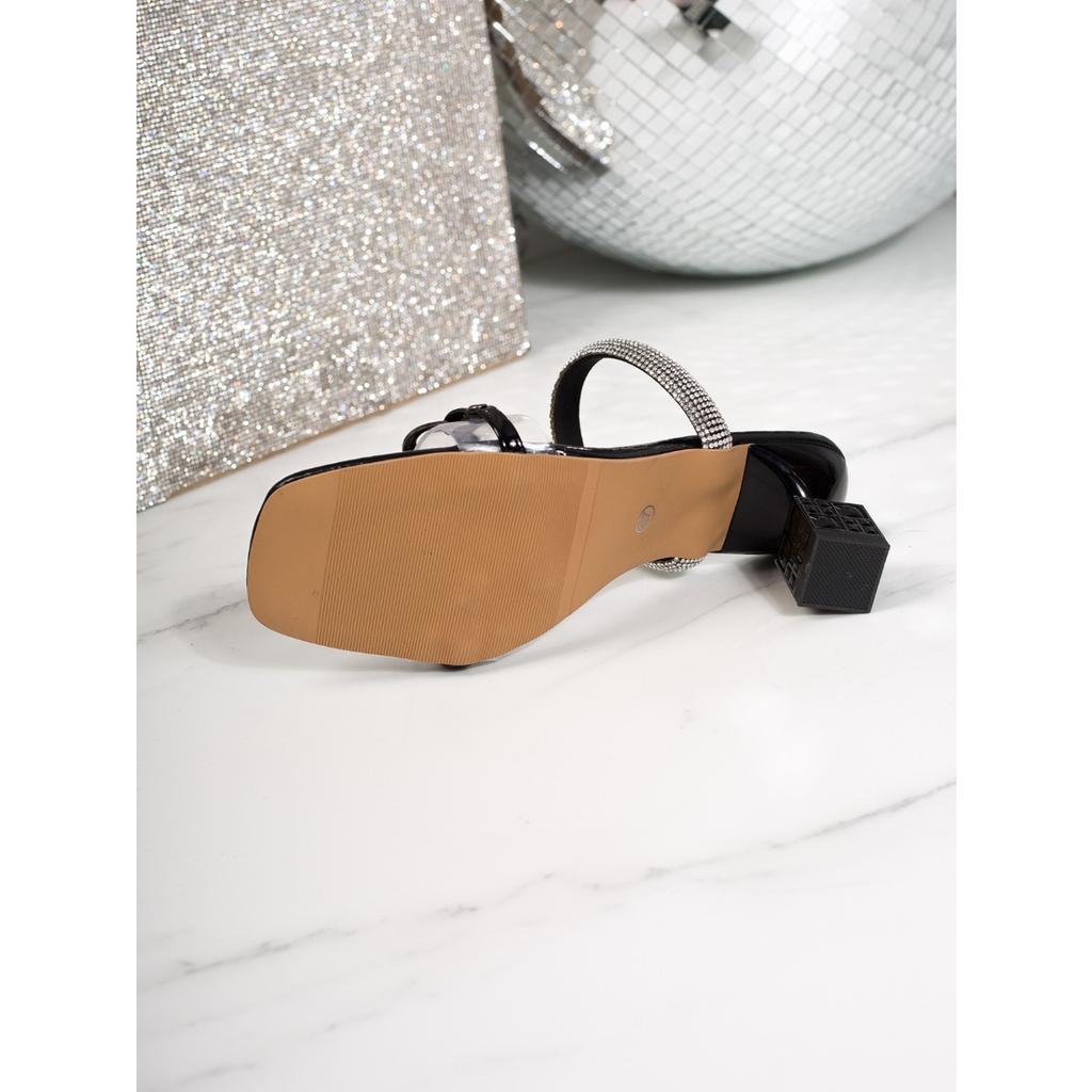 Summer, Plus Size, Square Toe, Rhinestone, High-heeled Slippers, New Styles, Irregular Heels, Sandals, Women's
