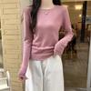 Solid color bottoming shirt women's design sense fungus edge thin inside knitted sweater top