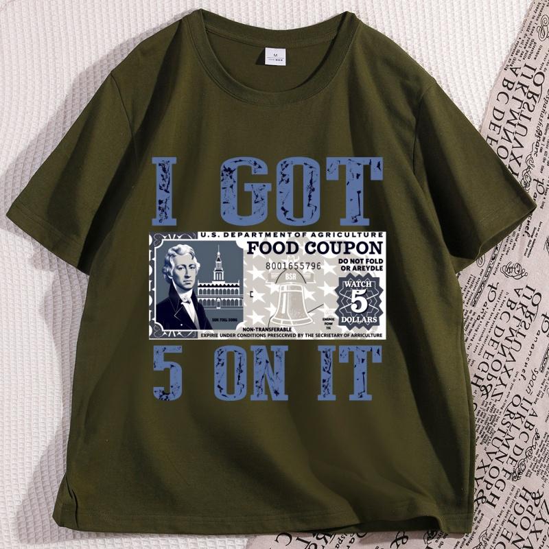 Food Stamp T Shirt I Got 5 on It Retro TShirt Funny Saying Tshirt Hustle Unisex Tee Short Sleeve Male Tees