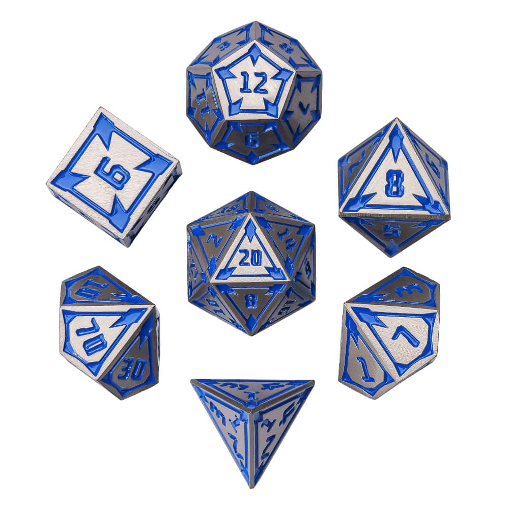 Cusdie New Metal DnD Dice Set Minimalist Rhomb Pattern D4-D20 Polyhedral Dice for D&D Pathfinder Tabletop RPG Board Games