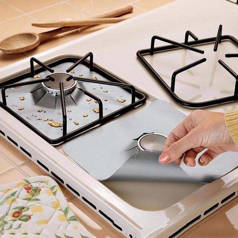 Stove Burner Cover 4X Kitchen Stove Burner Protector Heat-Resistant Reusable Anti-Oil Cleaning Pads Kitchen Gadget For Cooking