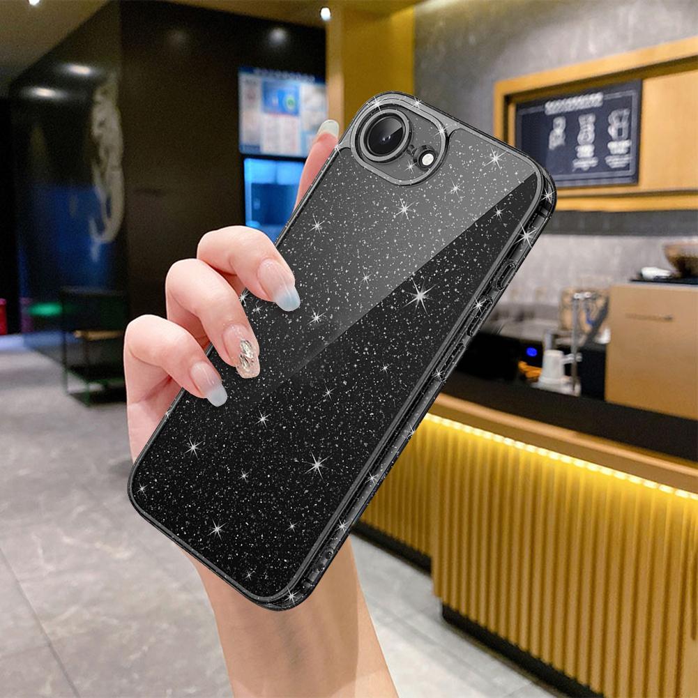 Třpytivý ochranný kryt pro iPhone 16e 6,1 palce 2025 Nový Dámský Dívčí Třpytivý Kryt na Telefon Proti Poškrábání Průhledný Zadní Kryt