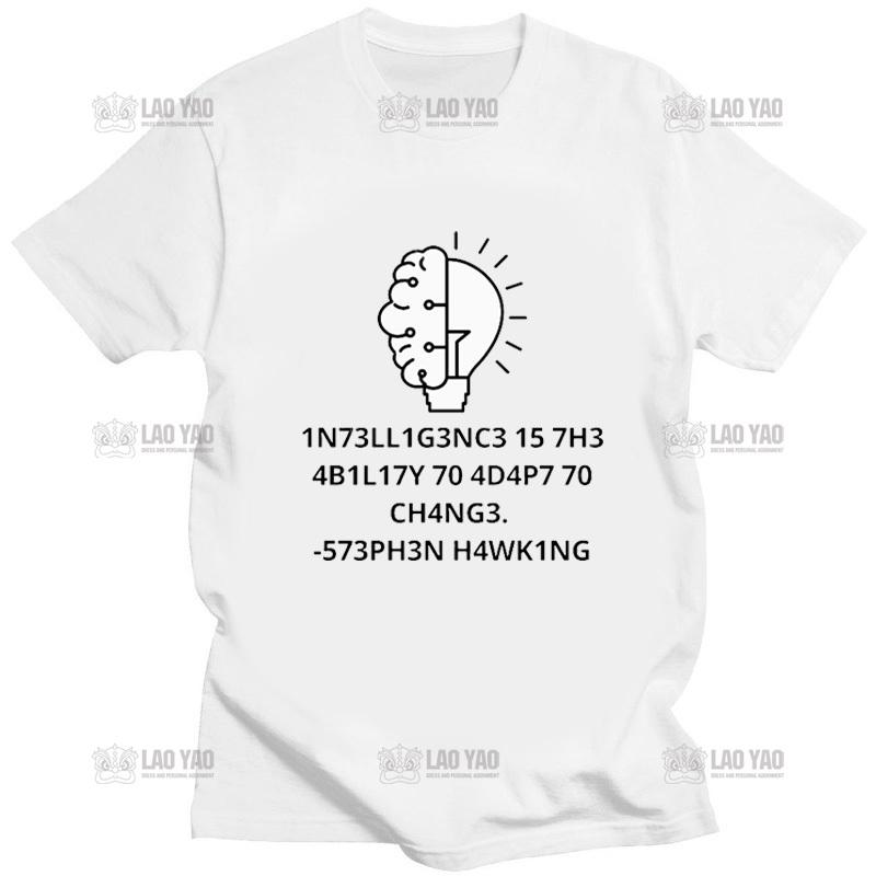 Kreativní pánská trička Vtipná geekovská trička Inteligence je schopnost přizpůsobit se změnám Potisk písmeny Tričko Pánské Nadměrné tričko