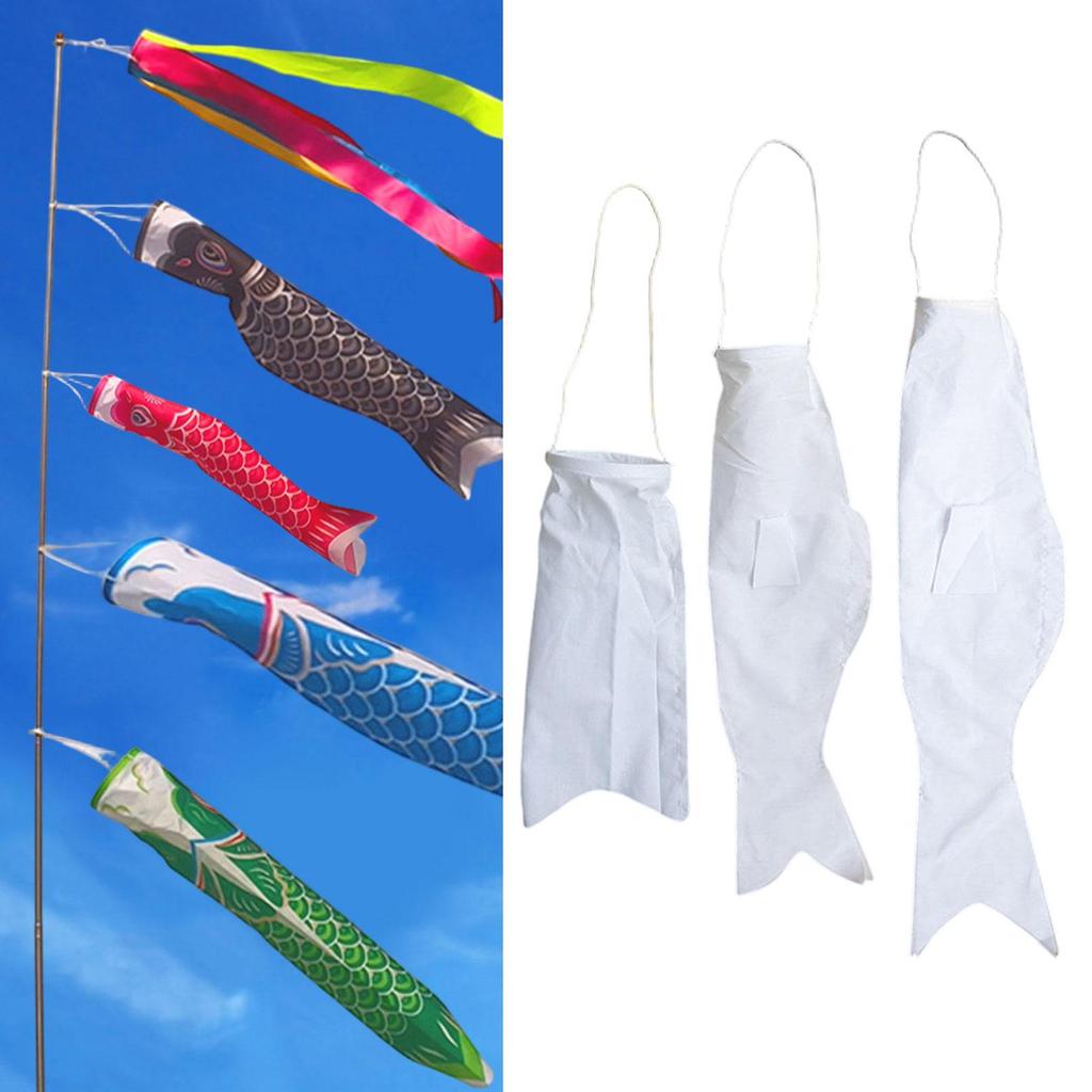 Blank Fish Shaped Carp Streamer Hanging Decor Wall Decoration Flag for Restaurant Backyard Outdoor Events