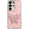 Flash Diamond IMD Butterfly Holder Mobile Phone Case for Samsung S25ULTRA Niche A56/A55 Girl Style A17