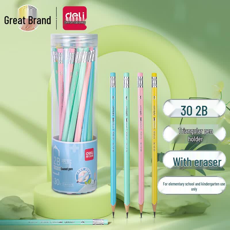 Deli HC115-2B Macaron Triangular 2B Pencils (60 Count)