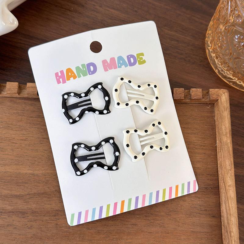 New Black White Dots Star Bow Heart Barrettes Set BB Clips Y2k for Girls Cute Sweet Hairpins Child Fashion Hair Accessories Gift