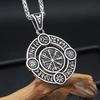 Nordic Vikings Rotate Rune Pendant Necklaces For Men 316L Stainless Steel Viking Compass Necklace Fashion Amulet Jewelry Gifts