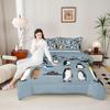 Erosebridal Penguins Bedding Set for Boys Young,Antarctica Animals Wildlife Comforter Set for Kids Man,Cartoon Little Penguins Quilted Duvet