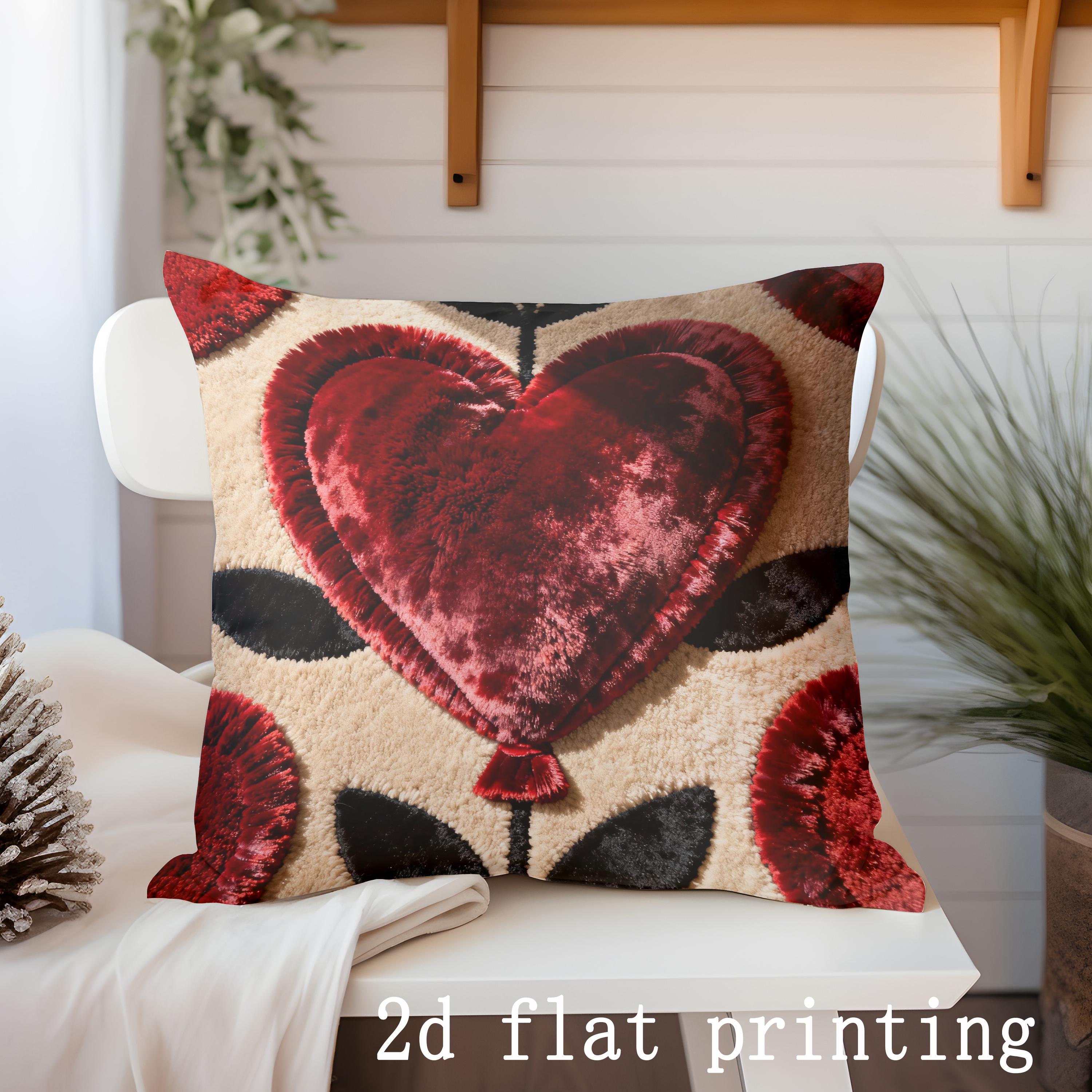 

Heart-Shaped Flowers Pillow Cover for Decor Pattern Cushion Cover Suitable for Sofa Bedroom Car Pillow Cover 45x45cm