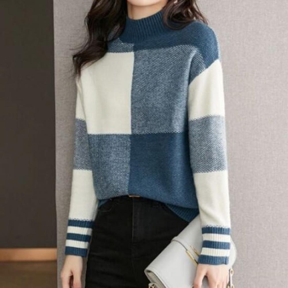 Navava Men Color Block Long Sleeve Half Polo Knit Tee Nk2699