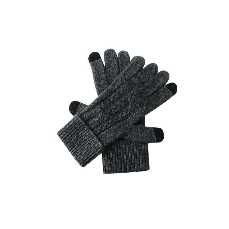 Touch Screen Gloves Cashmere Autumn and Winter New Style Unisex Striped Warm Cycling Windproof Knitted Five finger