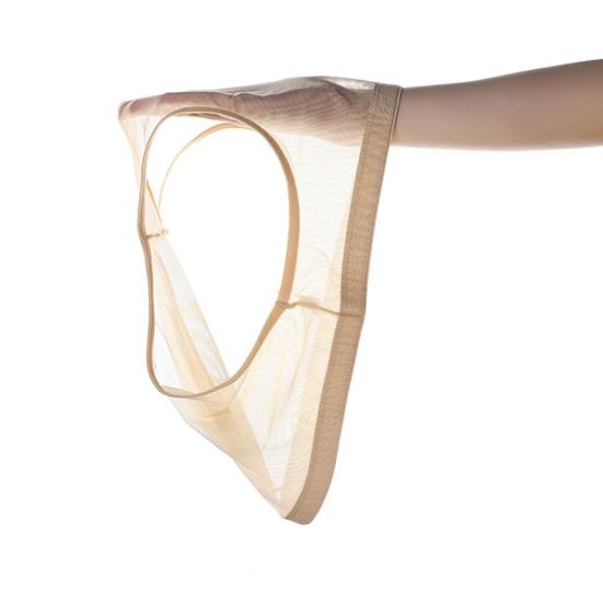 Men Briefs Mid-rise Perspective Thin Underwear with Separate Pouches Solid Color Soft Texture Breathable Elastic Panties