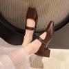 Quadratischer Absatz Single Shoes Damen Sommer Stil Französische Eleganz Riemchen Neue Schuhe