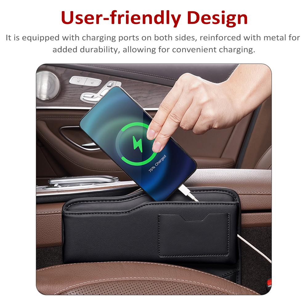 Car Seat Gap Filler Organizer, Multifunctional Leather Car Gap Filler, Auto Console Side Storage Box, Car Front Seat