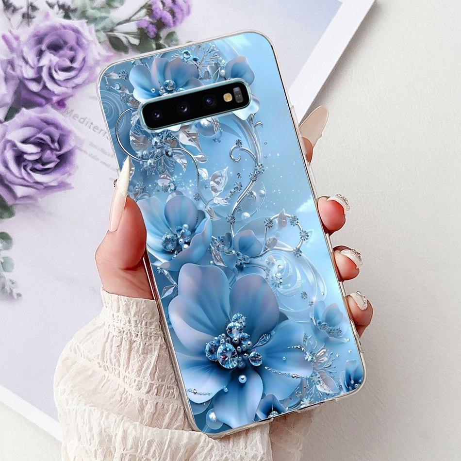Per Samsung Galaxy S10+ S10 S10e Elegante Custodia per Telefono con Motivo Floreale e Farfalle Per Samsung S10e S10 Plus S 10 4G Custodie Morbide in Silicone TPU