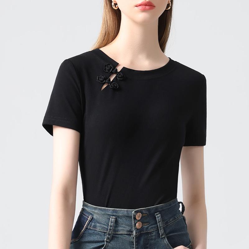 

Футболка с круглым вырезом и пряжкой в стиле ретро 3XL чёрный