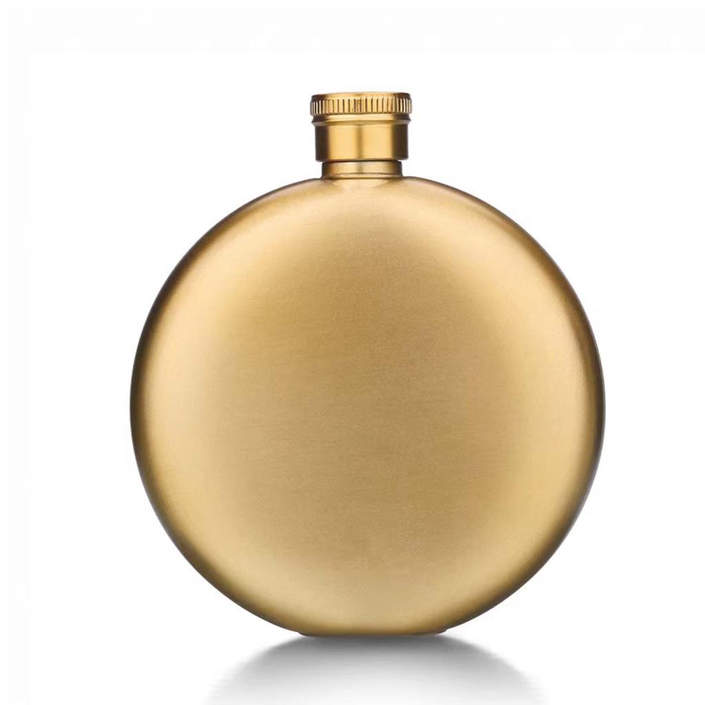 304 Stainless Steel Small Wine Bottle, Portable Mini Flat Round Outdoor Alcohol Carrying Jug Liquid Kettles for All Kinds of Win