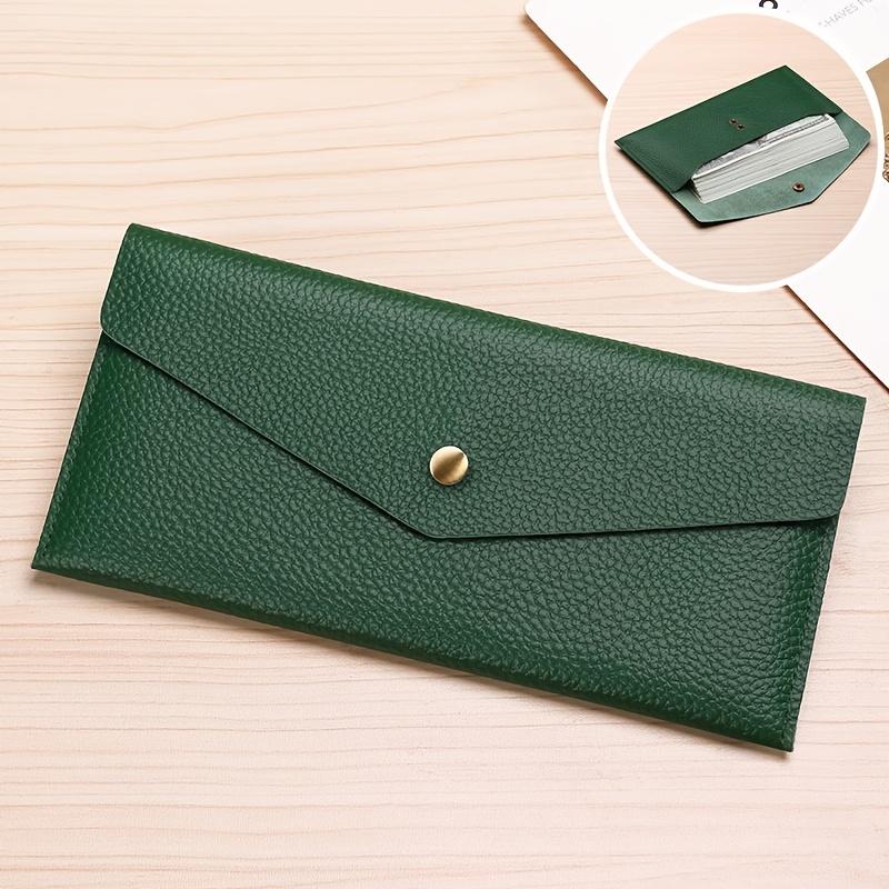 Где s Длинный кошелек Большой вместимости Сумка для хранения наличных Нишевый Высокоценный Кошелек для монет Натуральная кожа Мягкий Конверт Органайзер Натуральная коровья кожа зелёный
