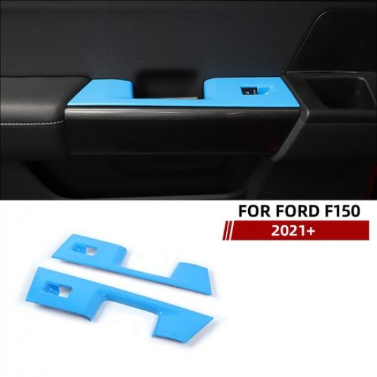 Inner Rear Door Window Lift Switch Panel Trim Cover For Ford F150 21+ Light Blue