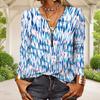 Women Plus Size Half Zip Round Neck Long Sleeve White Purple Tie Dye Printed T Shirt
