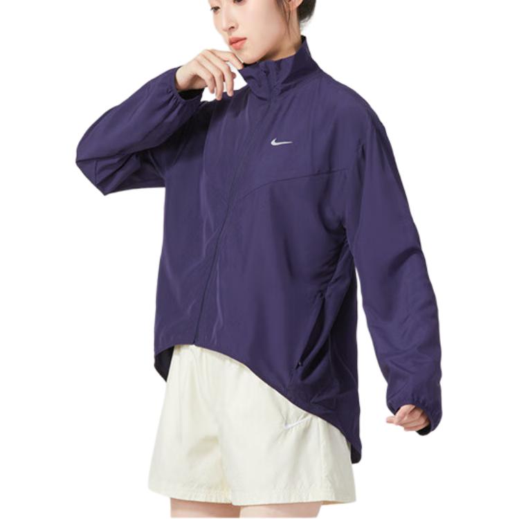 New Nike Women's Logo Print Running Sports Jacket Purple FB4695-555