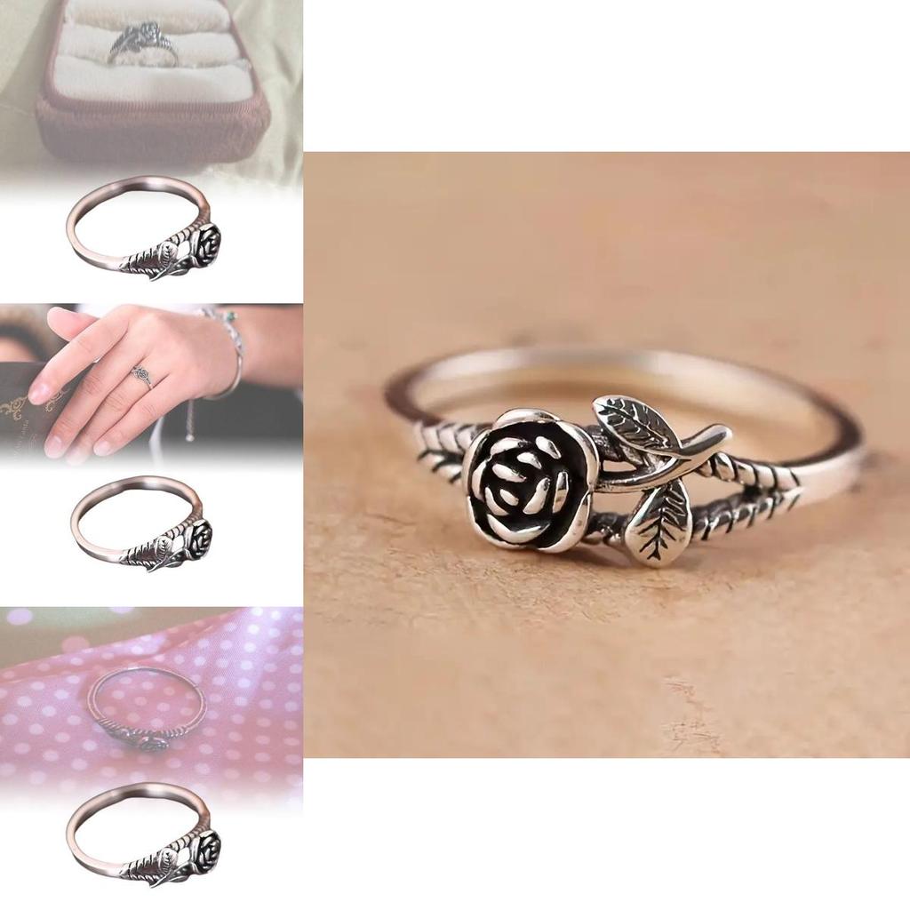 Chic Retro Gold And Silver Rose Rings Exquisite Floral Design For Women Alloy Material