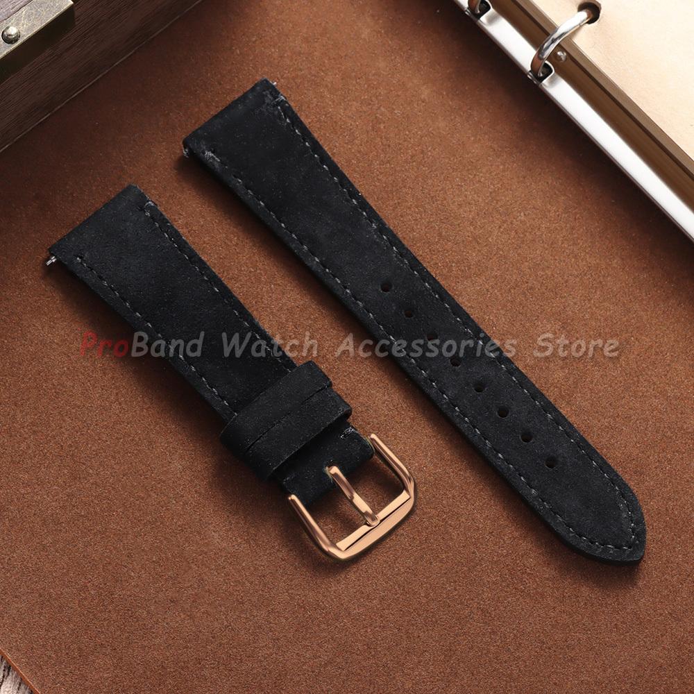 Vintage Wildleder Lederarmband 20mm 22mm Schnellverschluss Uhrenarmband für Omega für Seiko für Cartier für Tissot Goldene Schnalle Armband