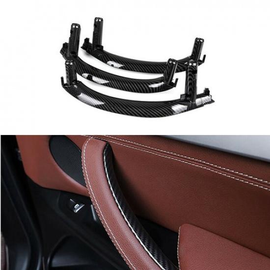 LHD Carbon Fiber Car Interior Door Pull Handle Trim For BMW X5 X6 F15 F16 14-18