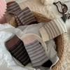 Female Spring and Autumn Retro Color Stripe Movement In The Tube Pile Pile Cotton Socks