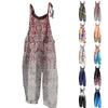 Dame Jumpsuit Print Uformell Løs Vintage skulderstropp bomull Lin