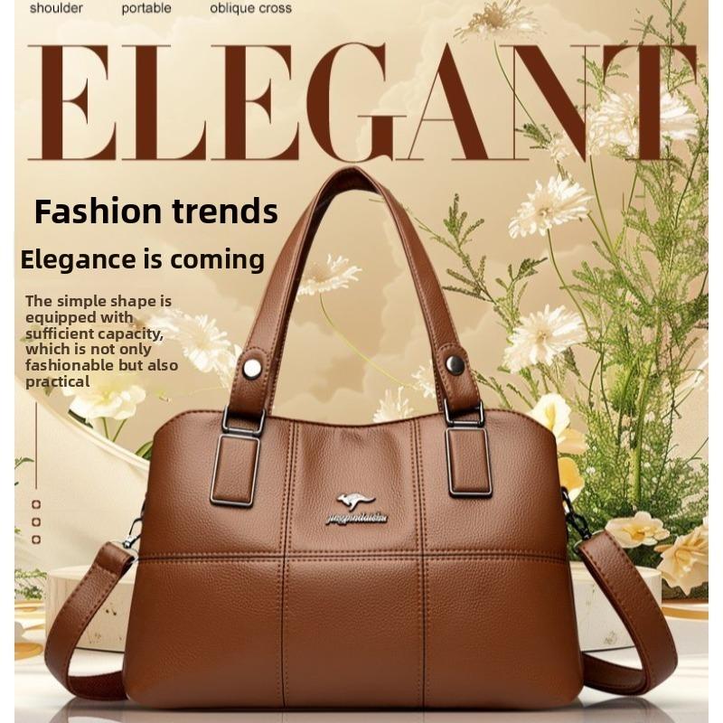 Soft Leather Splicing Large-capacity Handbag Women's Shoulder Bag