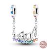 Charms Beads 925 Sterling Copper Pink Butterfly Luminous Firefly Chameleon Heart Charm Fit Original Bracelet DIY Holiday Zircon