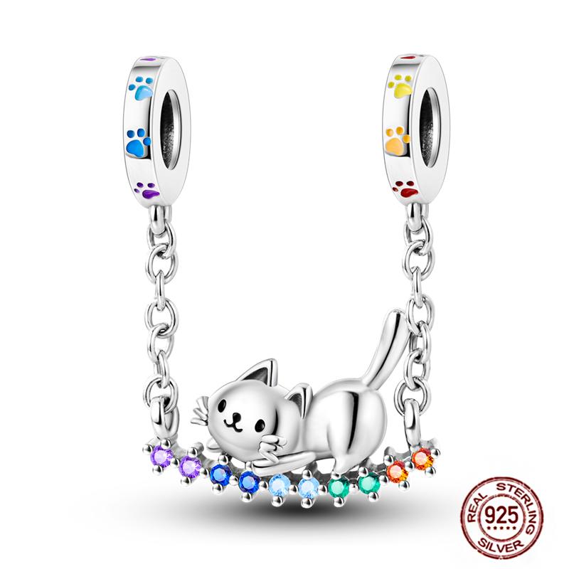 Charms Beads 925 Sterling Copper Pink Butterfly Luminous Firefly Chameleon Heart Charm Fit Original Bracelet DIY Holiday Zircon