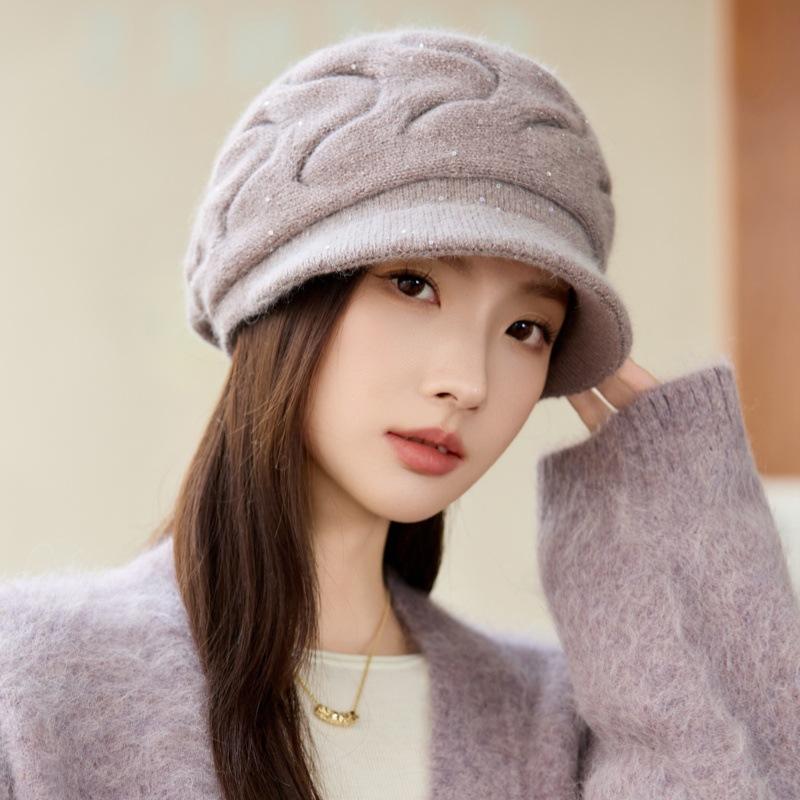 Winter Thickened Warm Rabbit Hair Mother Hat Outdoor Windproof Ear Protection Knitted Hat Wool Hat
