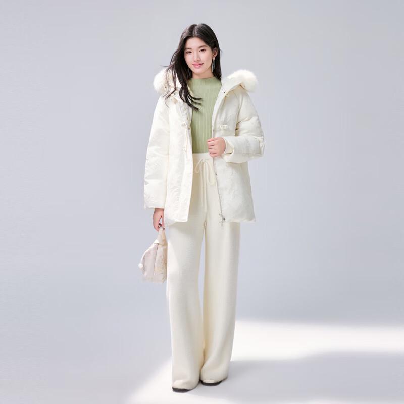 Qiushui Yiren Women's New Chinese Style Hooded Down Jacket