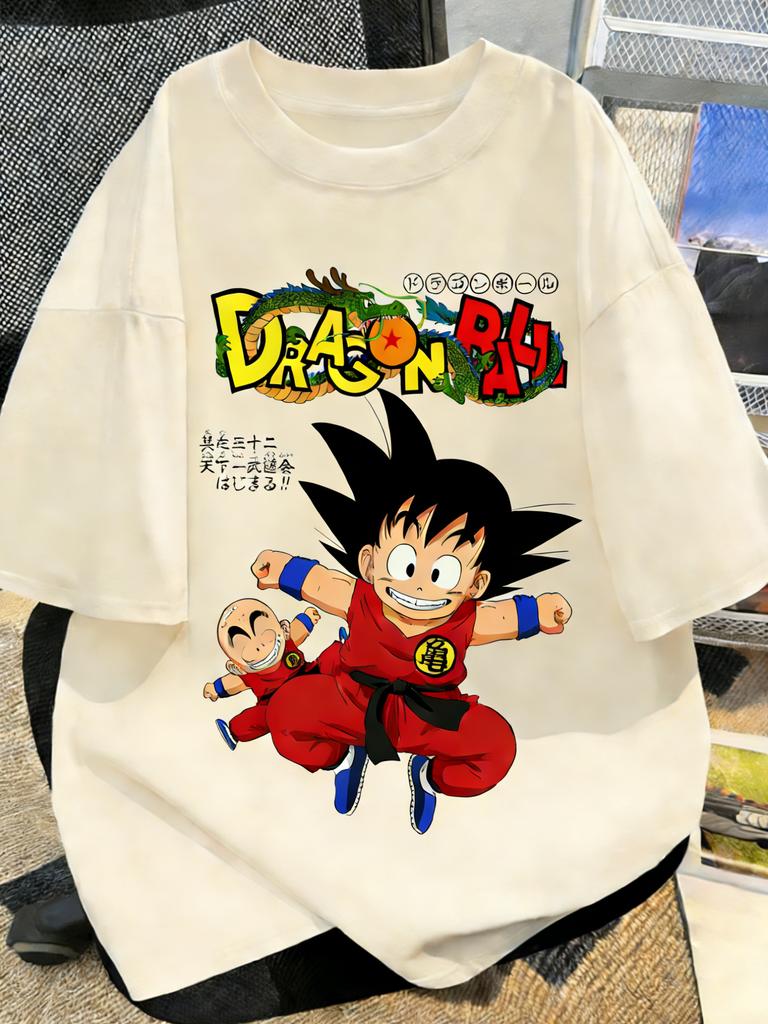 Plus Size Dragon Ball Anime Print Unisex Women Summer Tshirt Casual Parent Child Tops Street Wear Harajuku Style Y2K Fashion